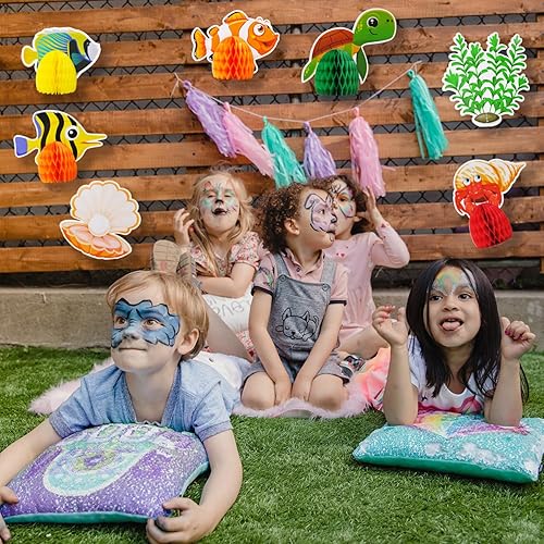 Miniatura 3 de 9 piezas de decoración de animales bajo el mar, centro de mesa de panal oceánico para decoraciones de fiestas temáticas, mesa, cumpleaños, playa,