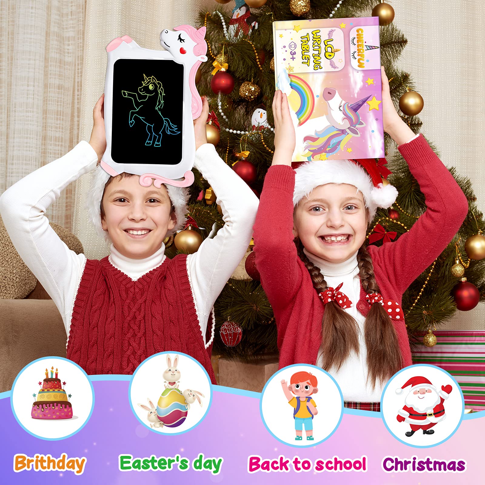 Licorne Jouet Enfant Cadeau Fille - Tablette Enfants Dessin 10 Pouces Ardoise Magique Jouet Enfant 2 3 4 5 6 + Ans Idee Cadeau Noel Jouets Cadeaux Secret Santa Jeux Educatif Tablette Graphique Tableau