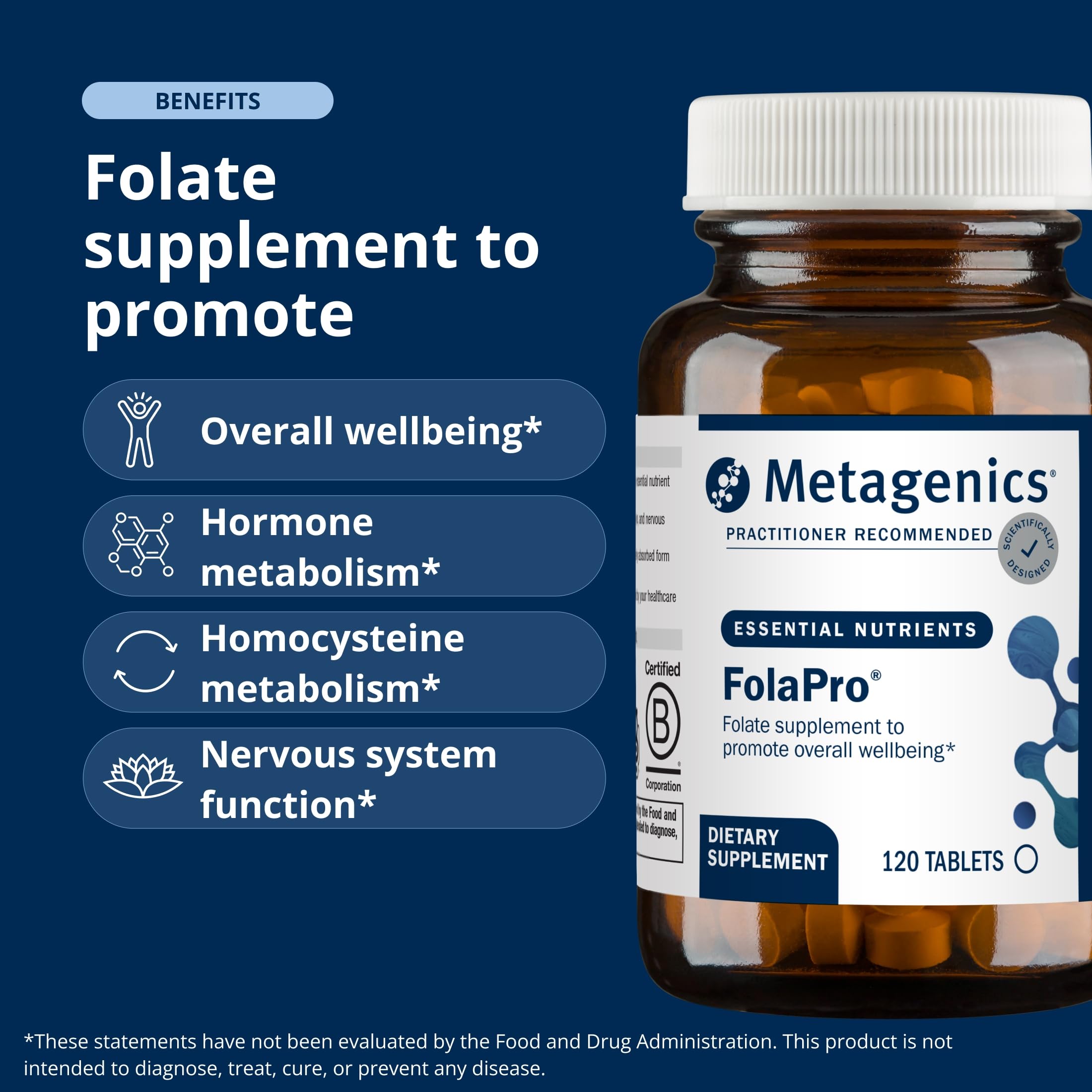 Metagenics FolaPro L-Methylfolate 5-MTHF 1,330 mcg DFE, 120 Tablets — Amazon image 3