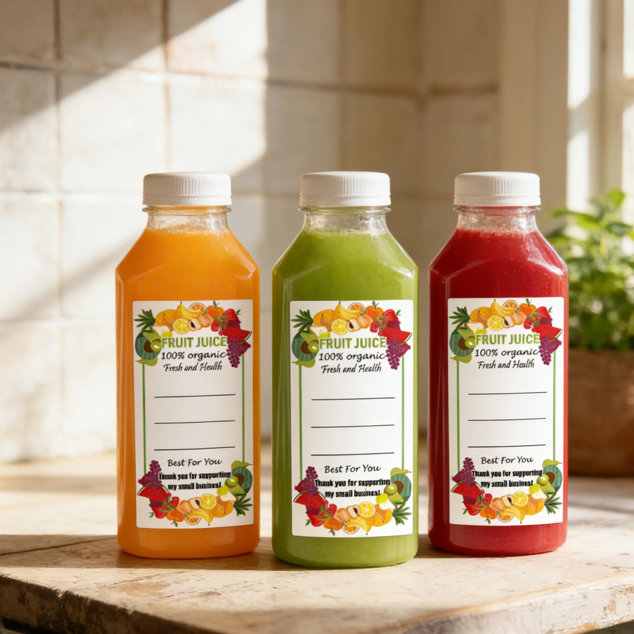 Kunststoff-Saftflaschen-Etiketten, 4,1 x 6,1 cm, Etiketten für Saft, Saft, Getränke, Konserven, Aufkleber für 340 ml, 227 ml, 113 ml, Saft, Milch und andere Getränke, 120 Stück (8,1 x 4,1 cm)