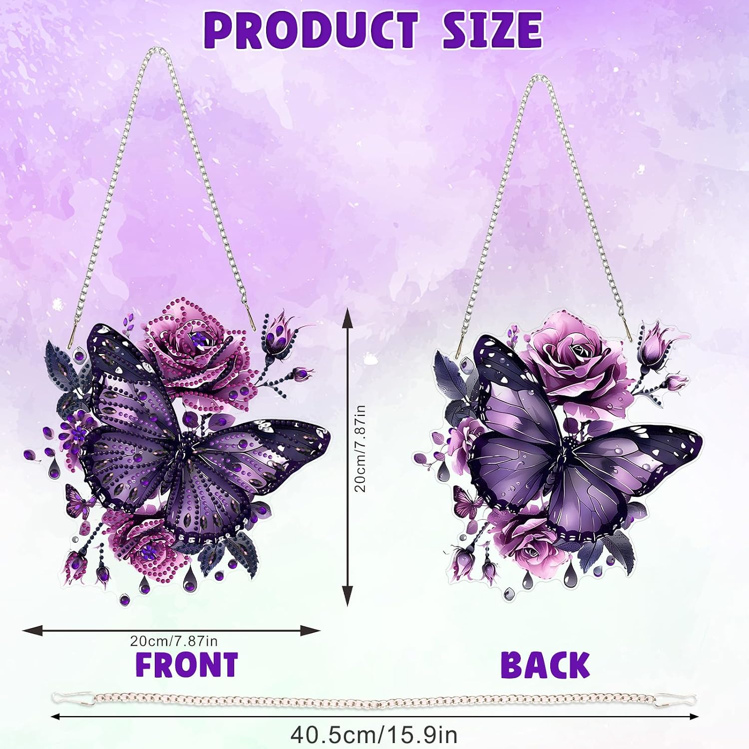 DOMROM Butterfly Diamond Art Hanging Kits for Adults Beginners, Special Shaped Crystal Diamond Painting Butterfly Pendant, DIY Diamond Art Suncatchers Animal for Home Garden Wall Decor Gift