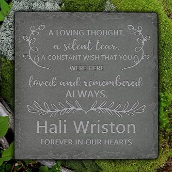 Personalized Memorial Stone Memorial Garden Stone - Sympathy Gifts for Loss of Dad, Mom or Loved One - Bereavement, Remembrance and Condolence Gift - Love and Remember Square