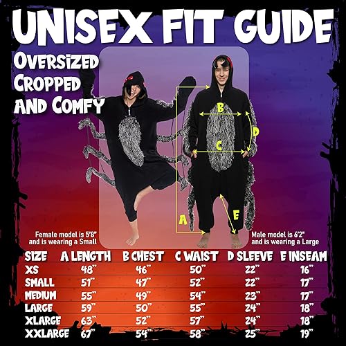 Miniatura 4 de Funziez! Spider Adult Onesie - Tarantula Halloween Costume - Plush One Piece Cosplay Suit for Adults, Women and Men