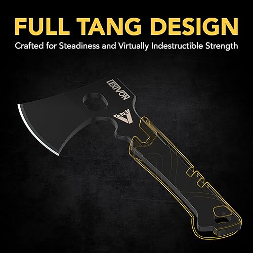 Miniatura 4 de LEXIVON V-ONE - Hacha de supervivencia, hacha ligera de espiga completa de 9.5 pulgadas | Hoja de acabado negro electro-negro de 0.236 in, mango