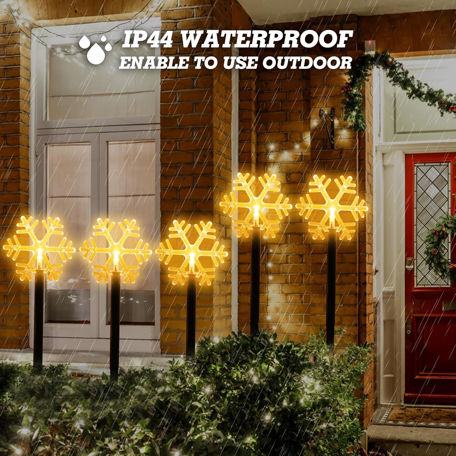 Solar Powered Led Snowflake Pathway Light with Waterproof for Christmas Outdoor Light Decor (5 Pieces