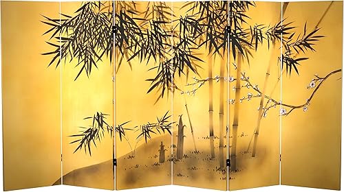 Miniatura 13 de Oriental Furniture - Divisor de ambientes de lona de doble cara con siete peces de la suerte de 3 pies de alto Siete peces afortunados,Pájaros en