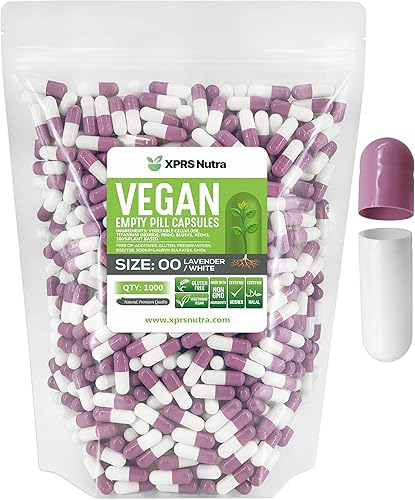 Miniatura 32 de XPRS Nutra Cápsulas vacías de tamaño 00 – 100 cápsulas veganas vacías – Pastillas vacías vegetarianas – Relleno de cápsulas vegetales DIY –