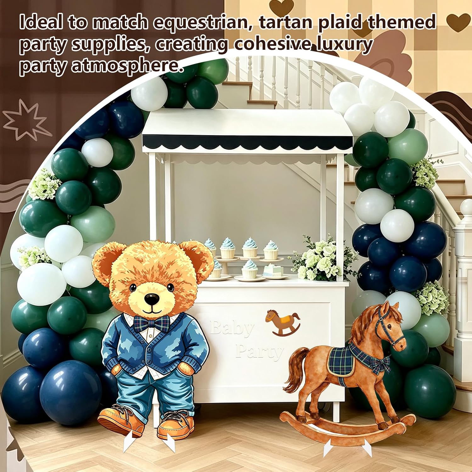 2 PCS Large Equestrian Bear Party Decoration Rocking Horse Bear Decor