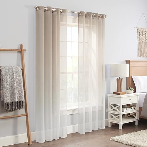 Miniatura 11 de ECLIPSE Ines Cortinas impresas con textura ombre, de filtración ligera con ojales, para ventana de dormitorio (2 paneles), 52 pulgadas x 63