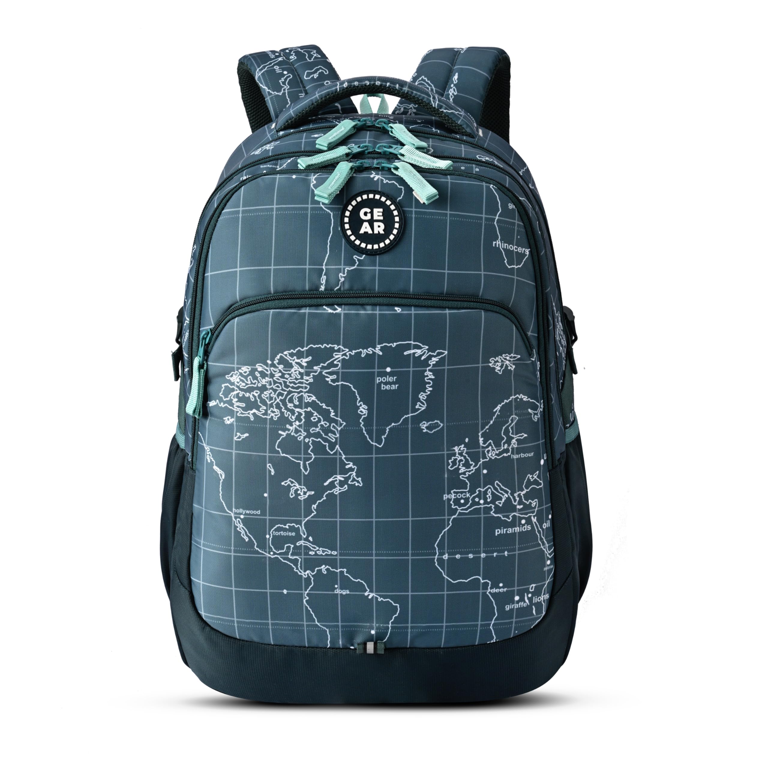 Gear Globe Trotter 4 Compartment Backpack 19"/40L Large Water Resistant School Bag/Casual 4 Compartment Backpack/Daypack/Kids Bag for Boys/Girls (Green-Mint)