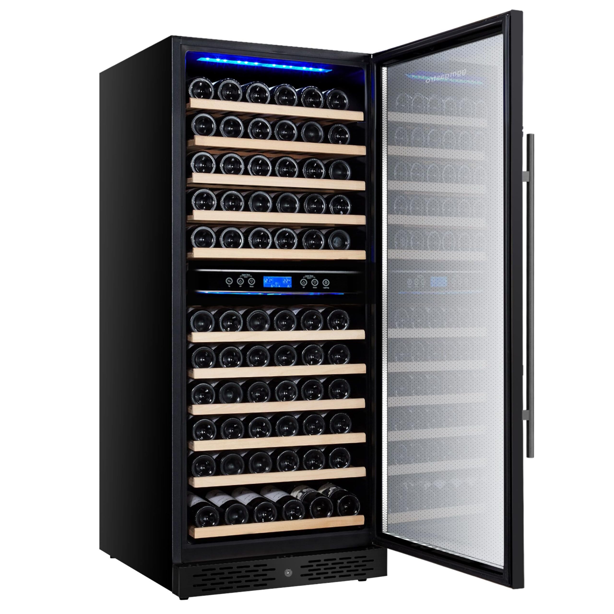 GGM Gastro Weinkühlschrank 2 Klimazonen 350 L 116 Flaschen | Präzise digitale Steuerung, abschließbare Edelstahltür, stimmungsvolle LED-Beleuchtung, ideal für den Gastronomie-Einsatz