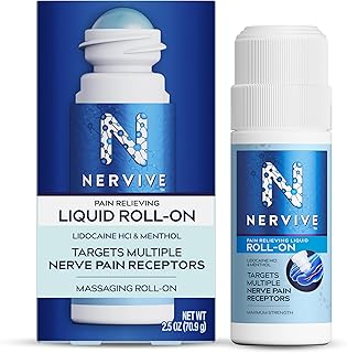 Nervive Pain Relieving Roll On, Lidocaine Roll On, Nervive Pain Relief, Lidocaine Topical, Foot Pain, Leg Pain, Hand Pain, Max Strength Formula, 2.5oz