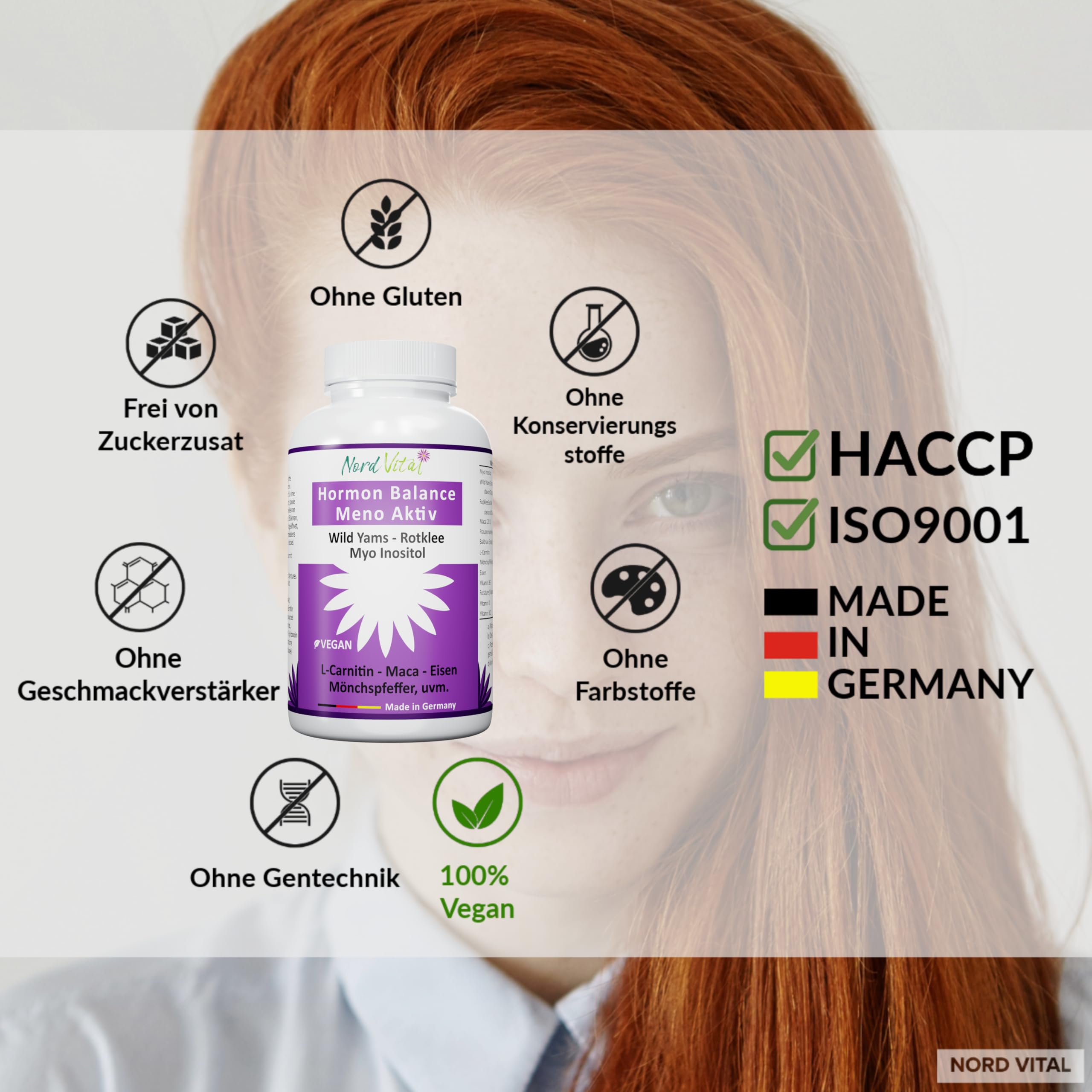 Wechseljahre & Hormon Balance Kapseln - 13-in-1 Frauen Komplex mit Myo-Inositol, Wild Yams, Mönchspfeffer, Rotklee, Maca & Mikronährstoffe - Hochdosiert, Vegan & Made in Germany