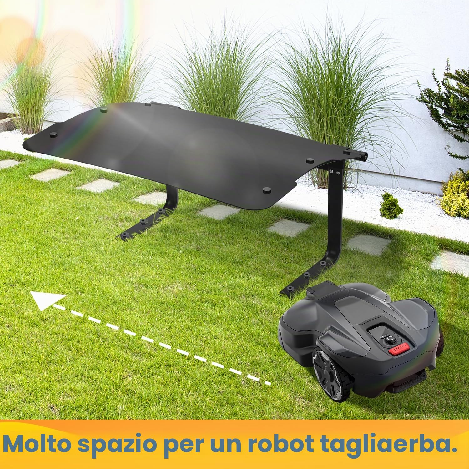 Garage per robot tosaerba, garage per robot tosaerba, tettoia per robot tosaerba, pieghevole, garage per robot tosaerba, antipioggia per robot tosaerba con barra di supporto, nero