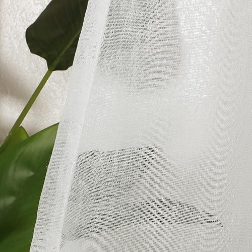 Miniatura 6 de BONZER Cortinas traslúcidas de lino de arpillera para sala de estar, cortinas traslúcidas con ojales en la parte superior de 120 pulgadas de largo,