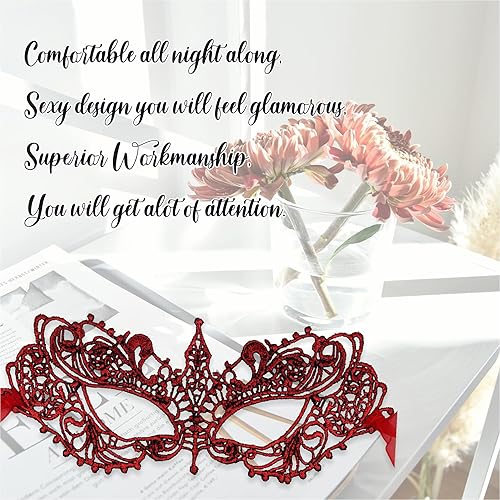 Miniatura 7 de Máscara de mascarada para mujer, máscaras de encaje para fiesta de máscaras, bailes, fiesta veneciana, Mardi Gras, Halloween y cosplay
