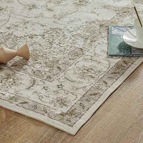 Miniatura 7 de jinchan Alfombra de pasillo vintage de 2 x 8 pulgadas, lavable, con diseño floral, antideslizante, con parte trasera de goma, alfombra vintage suave