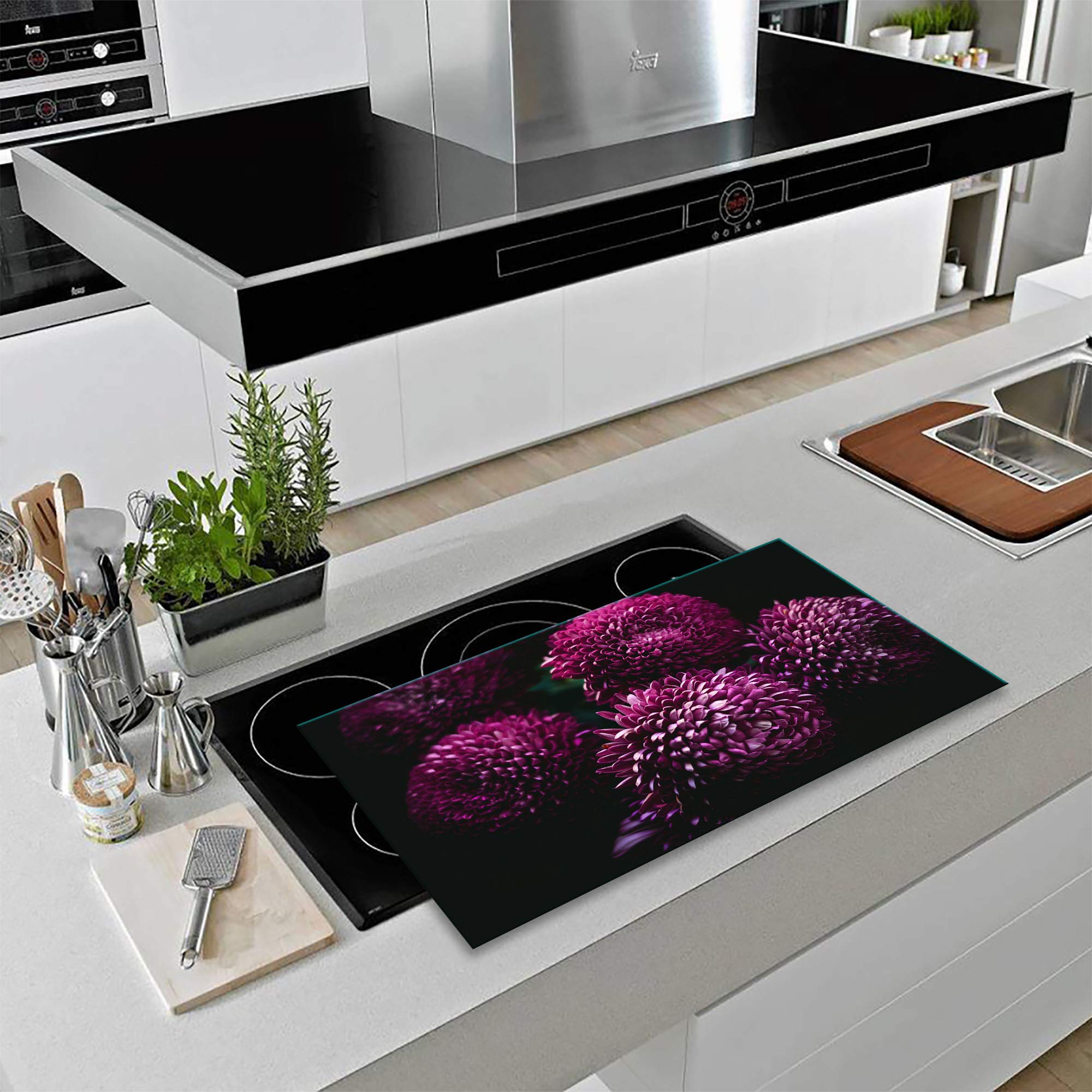 Copri Piano Cottura Ceramica 90x52 Design Floreale | Protezione Vetro