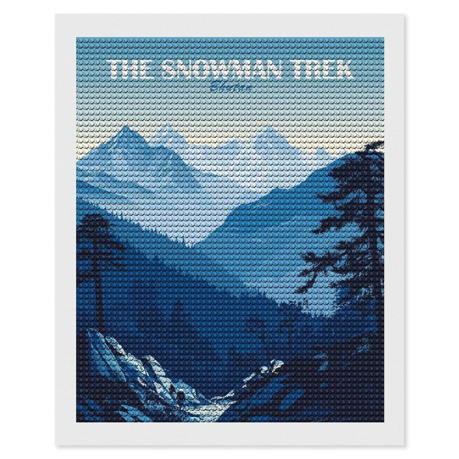 Junmoney The Snowman Trek Bhutan Round Drill Diamond Painting 16"x20", for Women, Relaxing DIY Hobby, Bedroom Decor, Christmas Gift, Adhesive Canvas