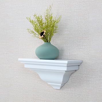 Wall Mounted Shelve Brackets, Wooden Wall Storage Racks, Decorative Floating Display Stand For Living Room Bedroom Kitchen Bathroom, No Assembly Required(White)