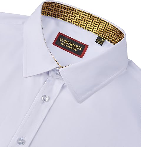 Miniatura 3 de Lion Nardo Camisas de vestir para hombre, camisas de vestir de manga larga para hombre, camisas casuales con botones de contraste