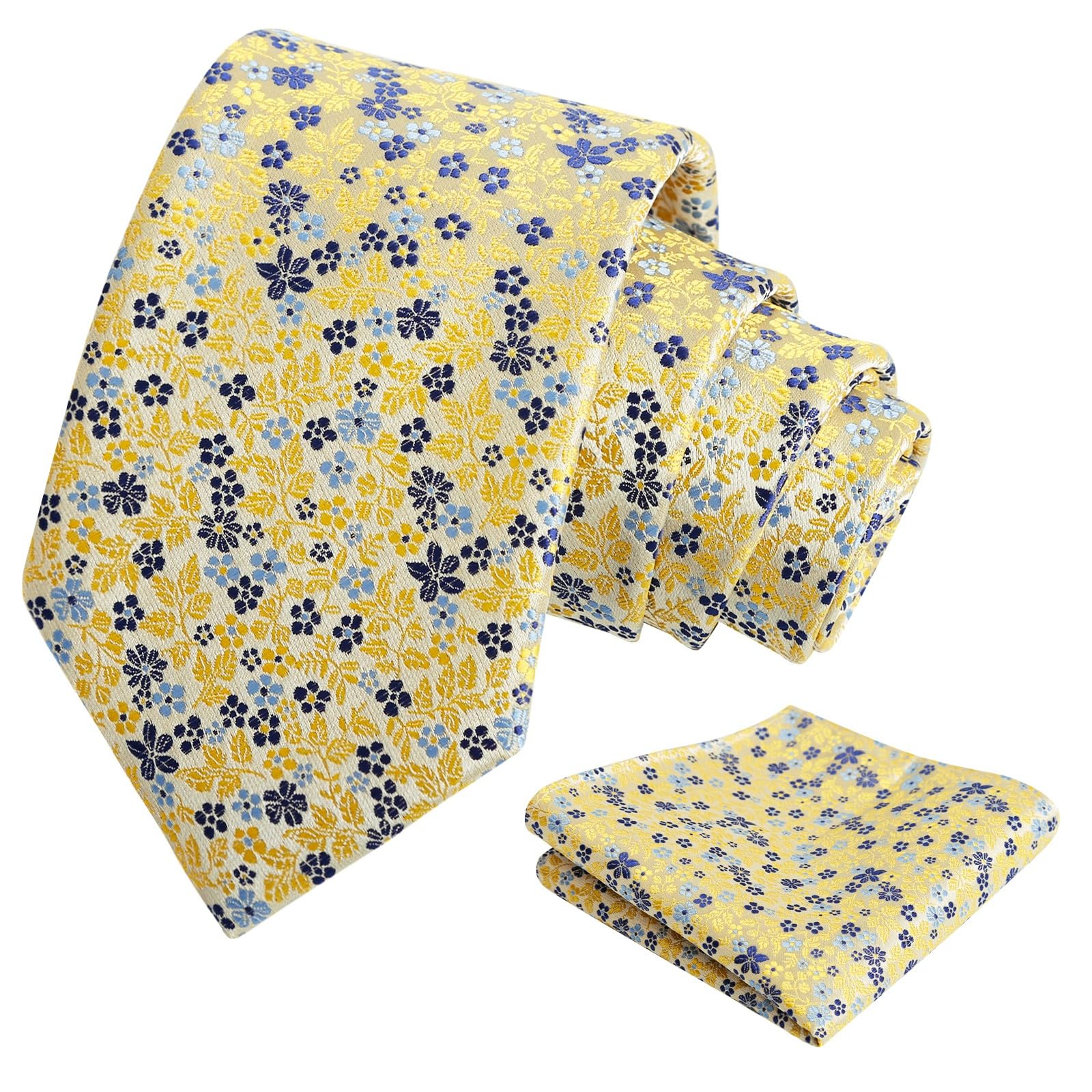 Alizeal Mens 3.15'' Floral Tie with Pocket Square