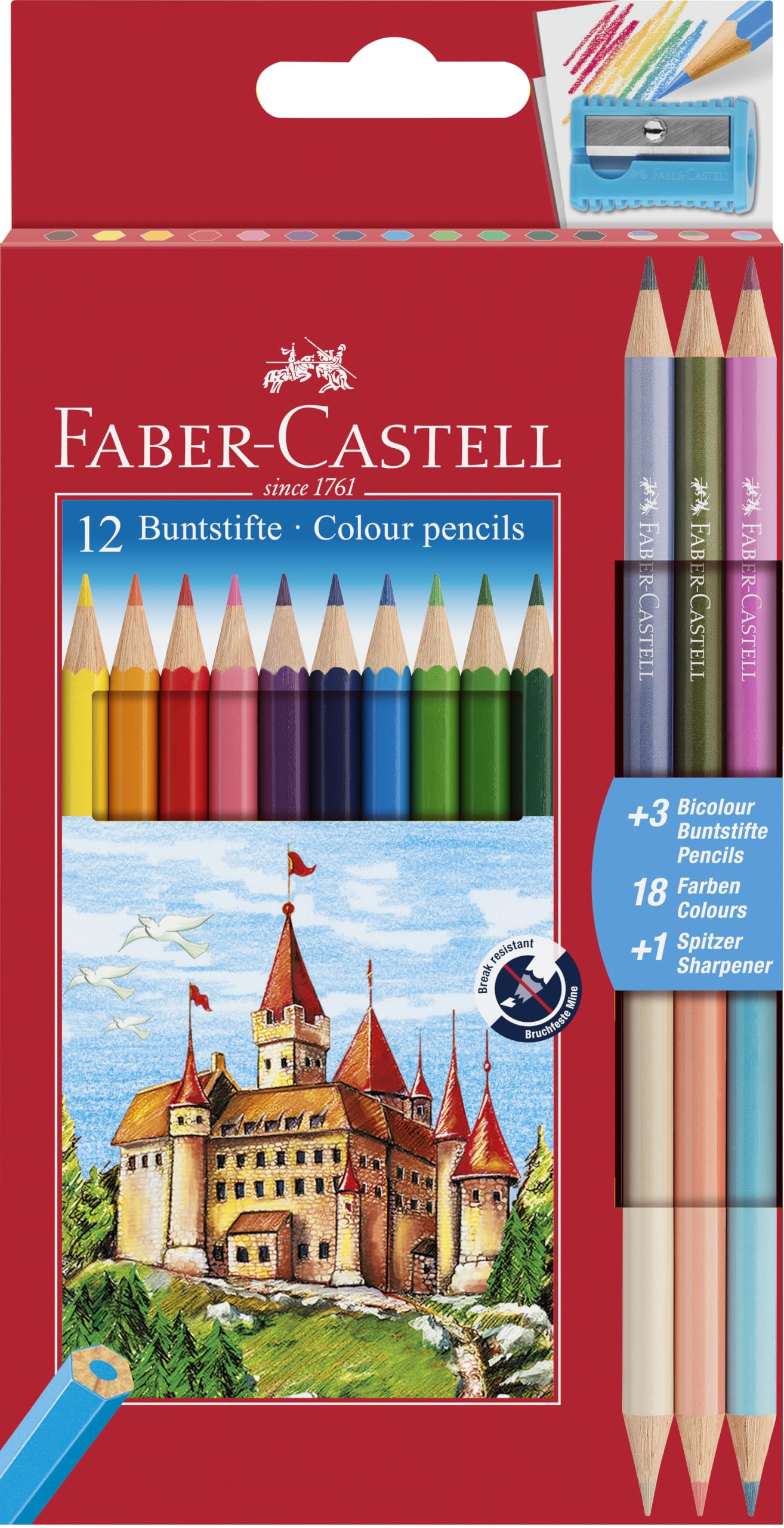 Faber-Castell Colour Pencils - 12 Pack - Break-Resistant