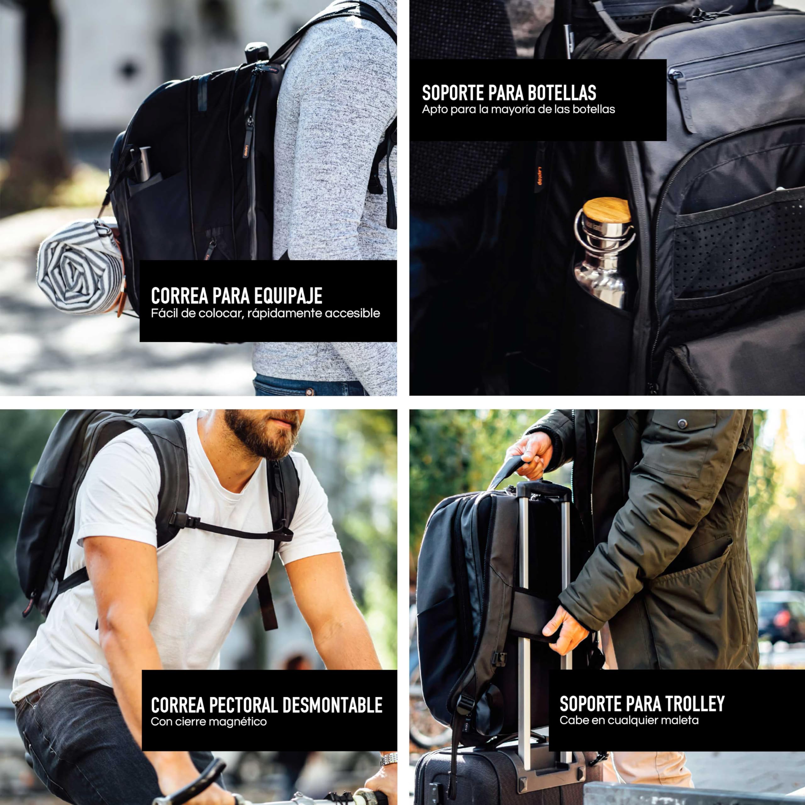 Jaimie Jacobs mochila inteligente con compartimento para portátil de hasta 16,1 pulgadas función maleta ampliable hasta 30 litros