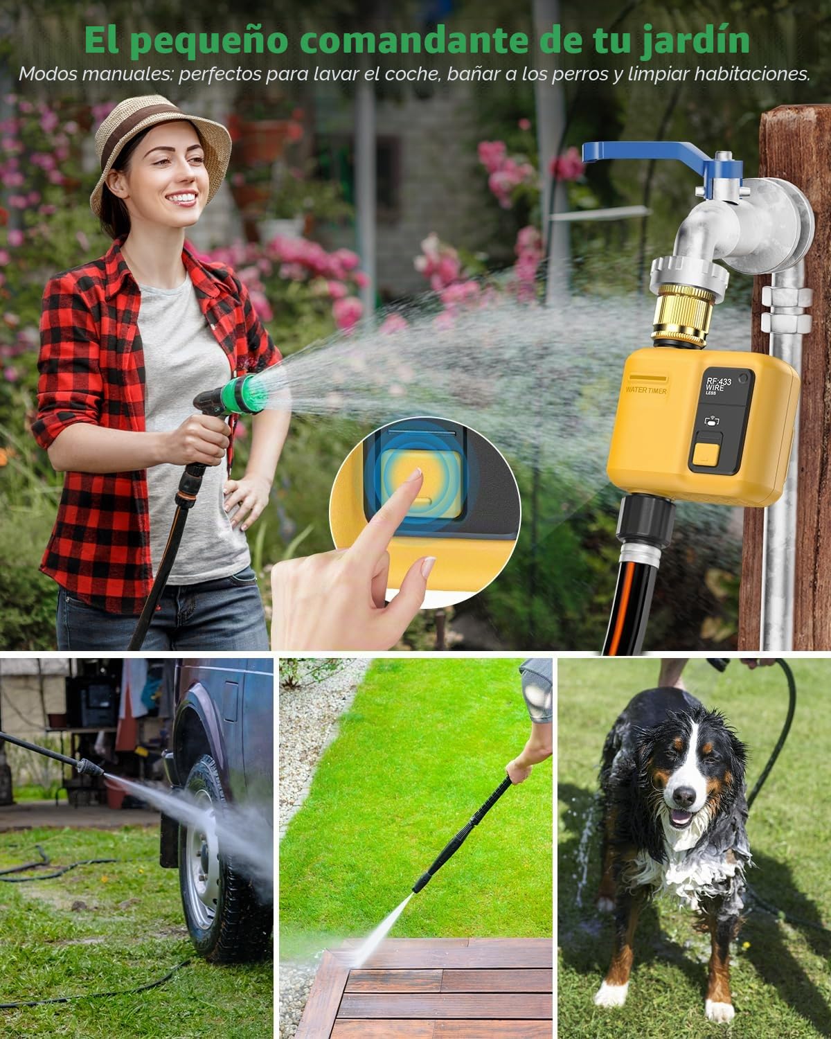 Ordenador de riego Inteligente WiFi con 1 Zona de Salida y 5 programas de riego con retardo de Lluvia/riego automático, Ideal para Invernadero y jardín