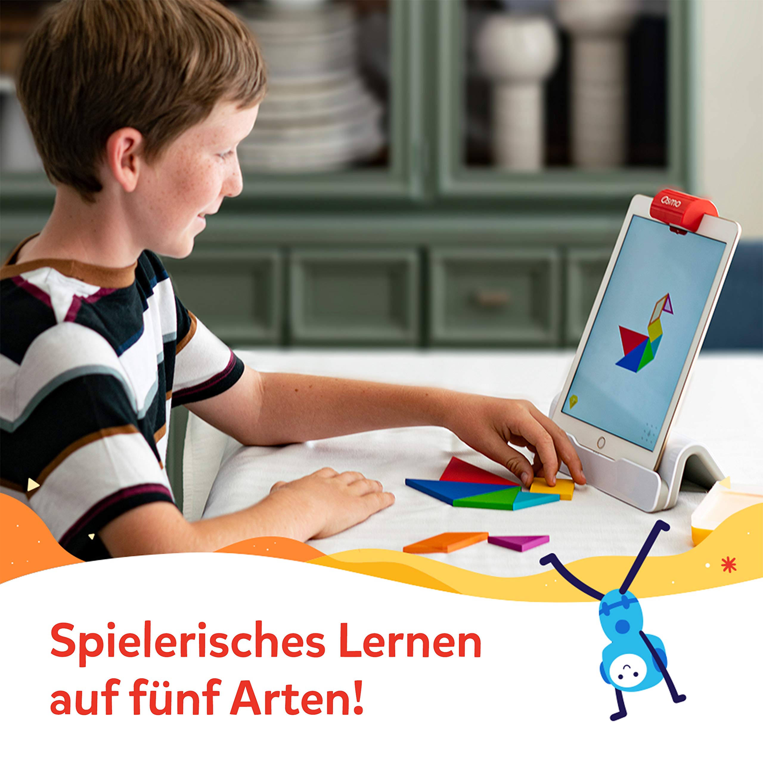 Osmo - Genius Starter Kit - 5 interaktive Lernspiele - Alter 6-10 Jahre - Mathematik, Rechtschreibung, Kunst, Kreativität und Physik - MINT Spielzeug (Osmo Basis für iPad enthalten)