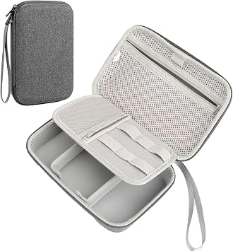 Teskyer Hardshell Cable Organiser Bag, 22 x 14 x 6.5 cm, Grey