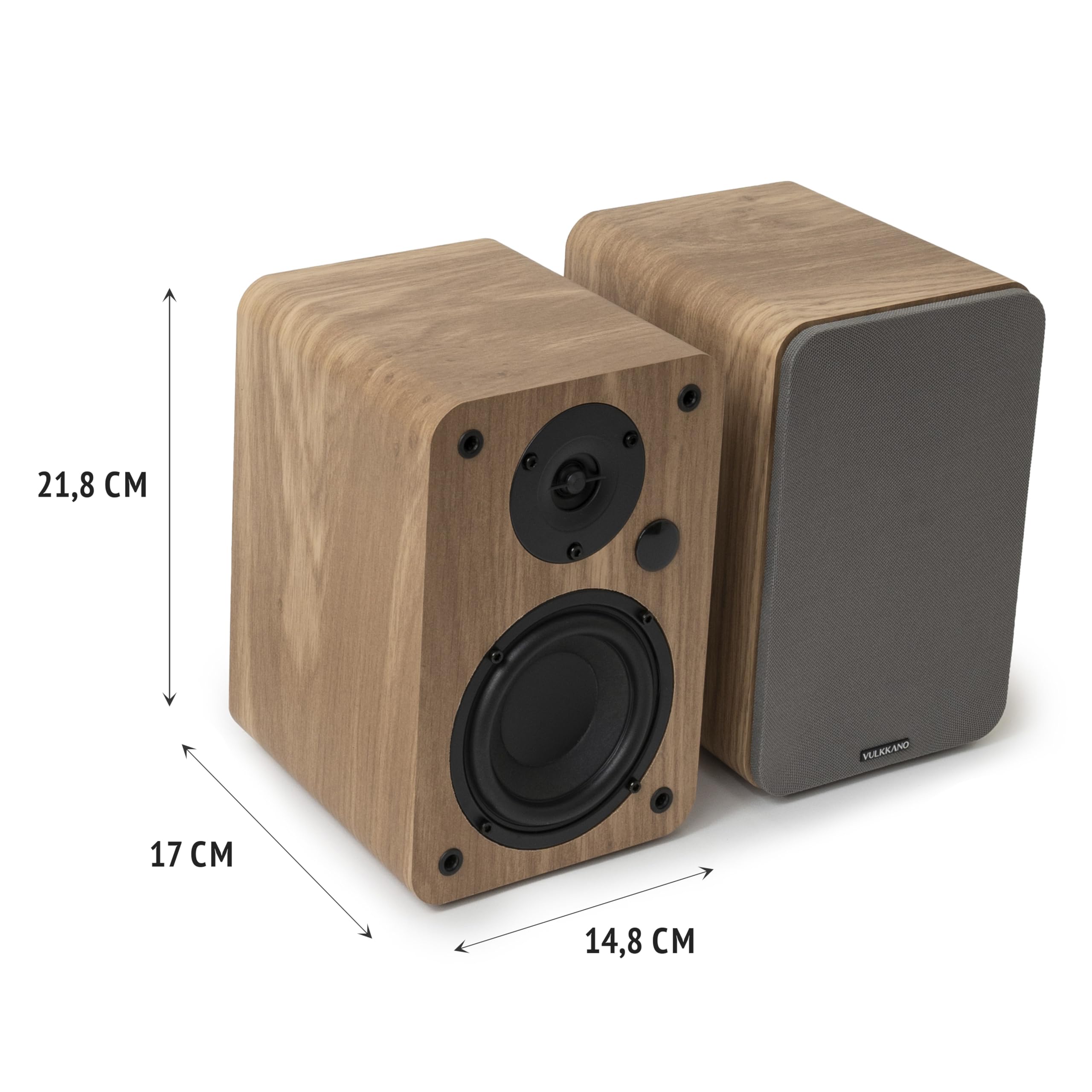 VULKKANO A4 Altavoces Autoamplificados con Woofer de 4", Bluetooth 5.0, Optica, RCA, Coaxial, USB, Monitores de Estudio con Diseño Elegante, Color Marron