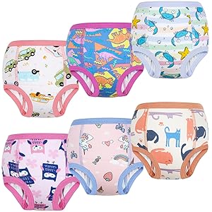 MooMoo Baby Potty Training Pants 6 Packs Absorbent Training Underwear for Boys and Girls Cotton Pee Pants 2T-9T (Purple(Pack of 6), 9T)
