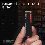 WD_BLACK SN850X 8TB, M.2 double-sided 2280 NVMe, Read speeds up to 7300 MB/s, Write speeds up to 6,600 MB/s, Gaming Expansion, PCIe Gen4 NVMe, High Performance Internal SSD, Black - 5