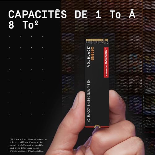 WD_BLACK SN850X 8TB, M.2 double-sided 2280 NVMe, Read speeds up to 7300 MB/s, Write speeds up to 6,600 MB/s, Gaming Expansion, PCIe Gen4 NVMe, High Performance Internal SSD, Black - 5