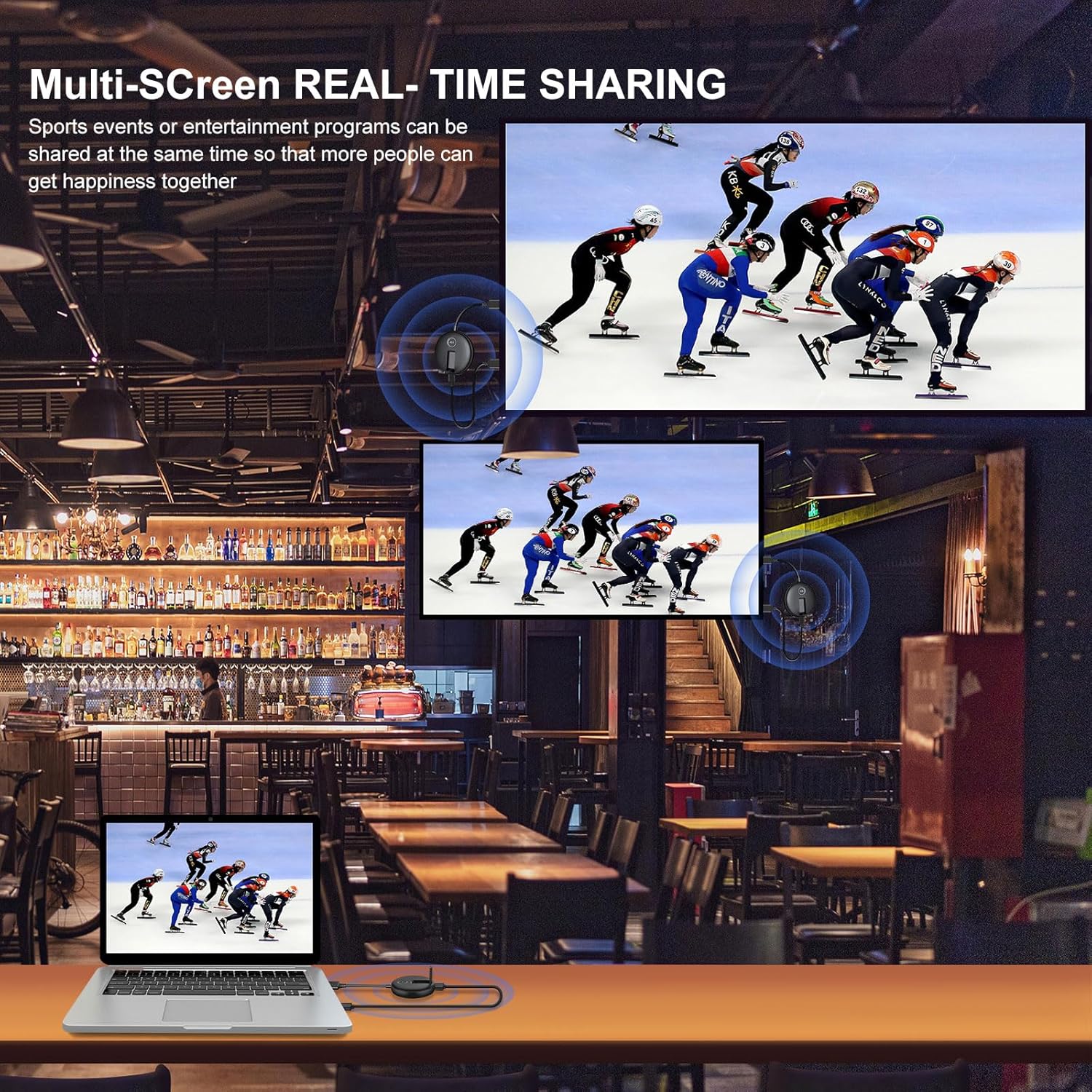Wireless HDMI Two Receivers and One Transmitter,165FT/50M,@60fps,Up to 4 RX(TVs),2.4/5GHz Wirelessly Stream to Multiple Screens,HDMI Wireless Adapter for TV Box/DSLR Camera/Projector/Laptop