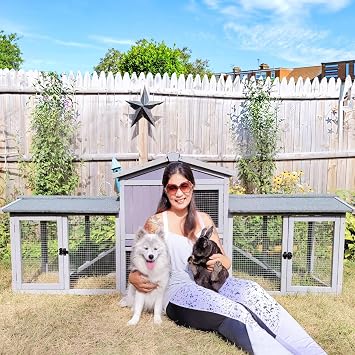 Aivituvin Rabbit Hutch Bunny Hutch Large Rabbit Cage, Indoor Bunny Cages Outdoor Rabbit House (Style2)