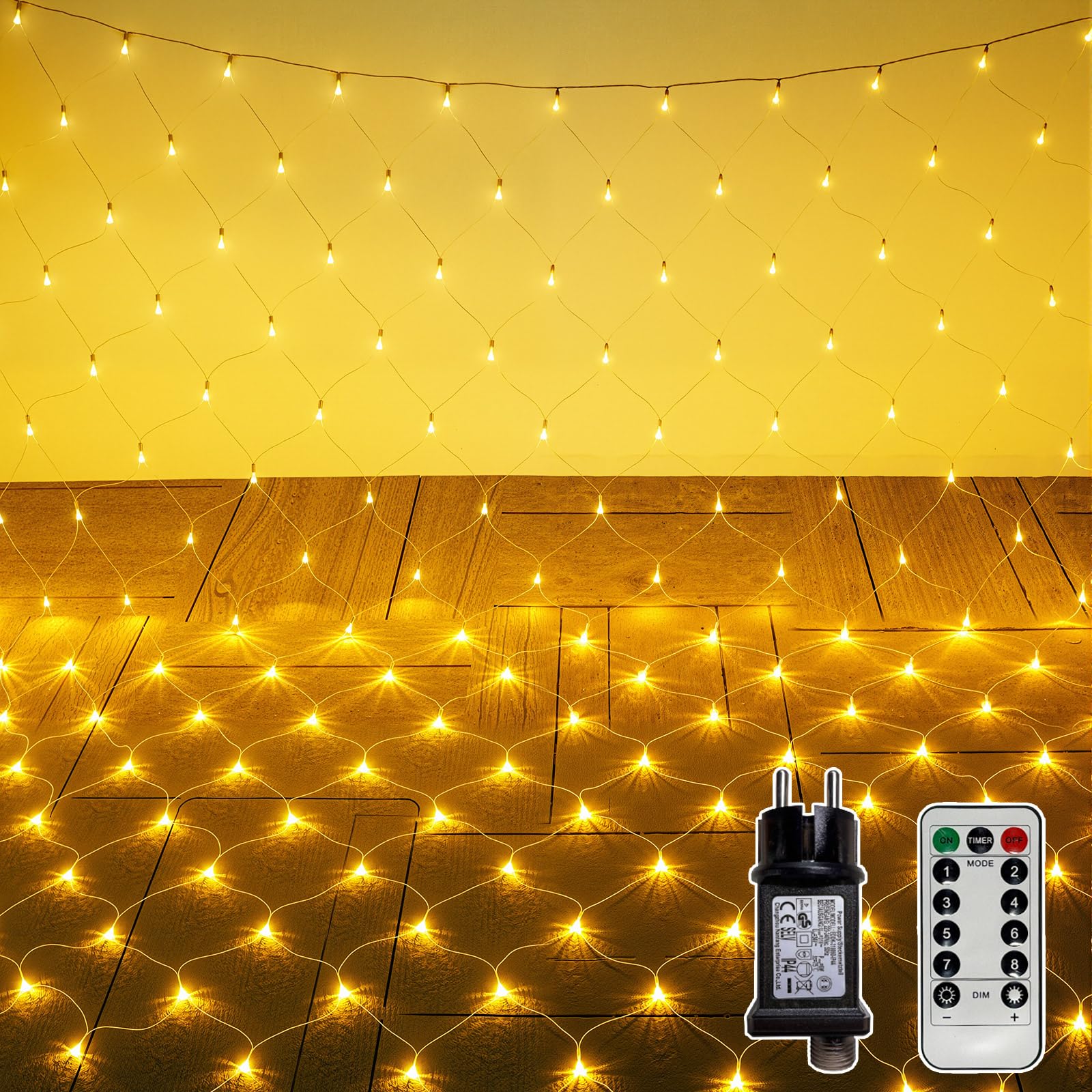Soagrc LED Lichternetz Außen 3x2m 200 LEDs warmweiß, Lichterkette Außen mit Fernbedienung & Timer, IP67 wasserdicht, stimmungsvolle Weihnachtsbeleuchtung für Garten, Balkon & Hochzeit