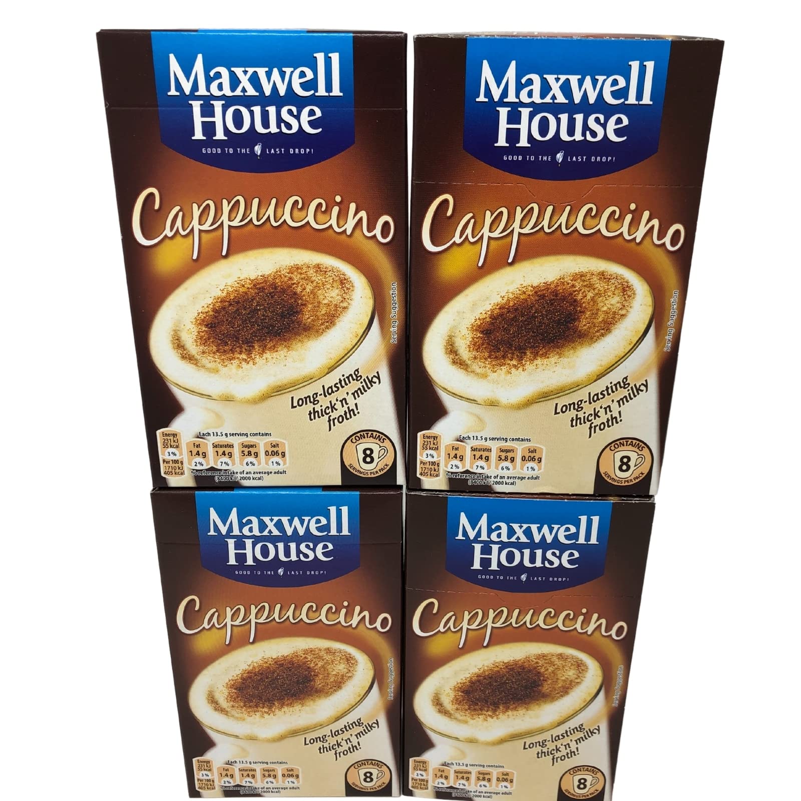 Maxwell House Cappuccino 13.5g Coffee Sachets Individually Wrapped x32