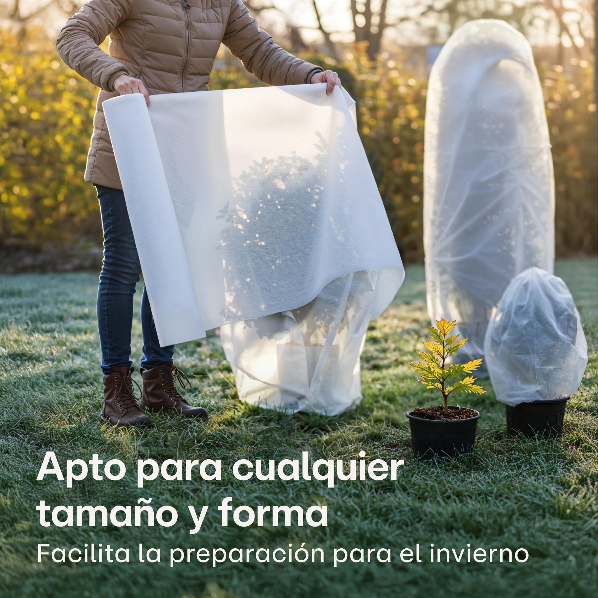 Praknu Manta de Malla Termica Antiheladas para Plantas en Rollo 50 g/m² – 20 m × 1,6 m – Resistente y Transpirable – Resiste a La Exposición UV
