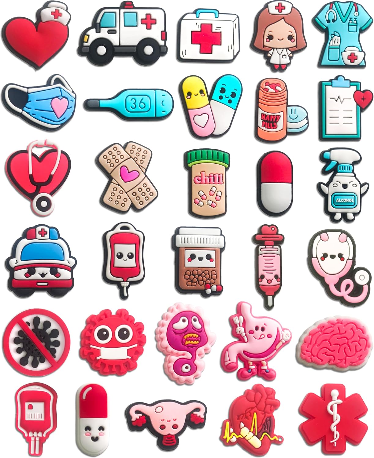 Medical Nurse Shoe Charms for Girls & Women, Cute Medical Accessories for Clogs, Kawaii Shoe Decoration Charms for Party Favor Gifts