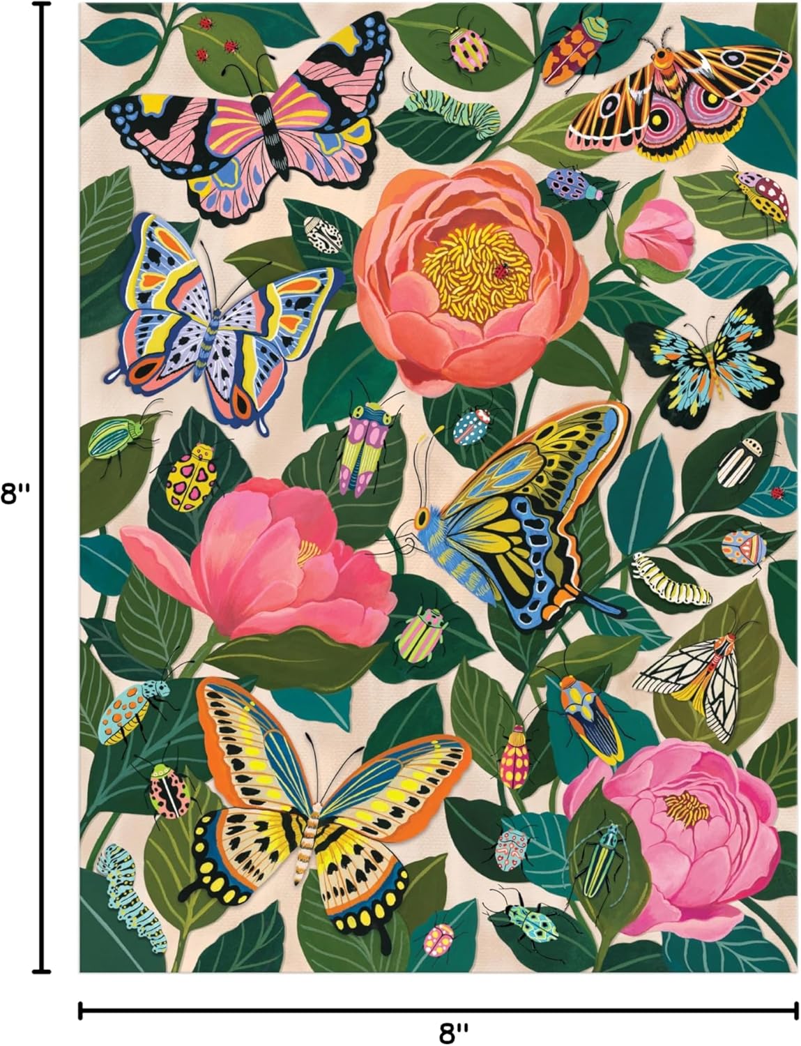Galison Between The Blooms – 1000 Piece Foil Jigsaw Puzzle Featuring Beautiful Artwork of Butterflies Nestled in Blooming Flowers