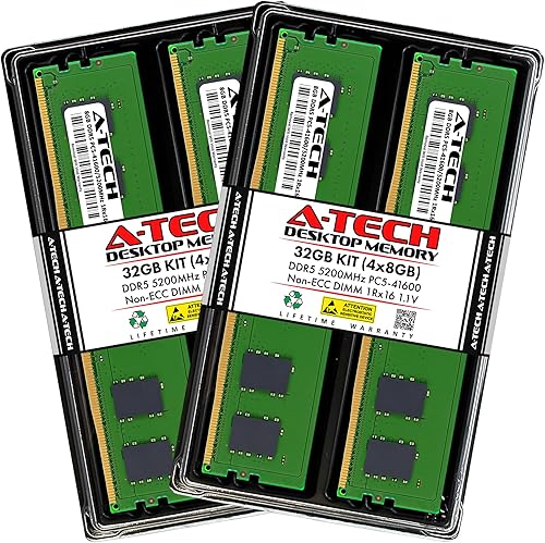 Vista 14 de A-Tech 32GB Kit (2x16GB) DDR5 4800MHz PC5-38400 CL40 UDIMM 1.1V Memoria RAM de escritorio sin ECC no tamponada DIMM de 288 pines Módulos