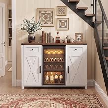 53.2" Farmhouse Fridge Cabinet, Coffee Bar Cabinet, White