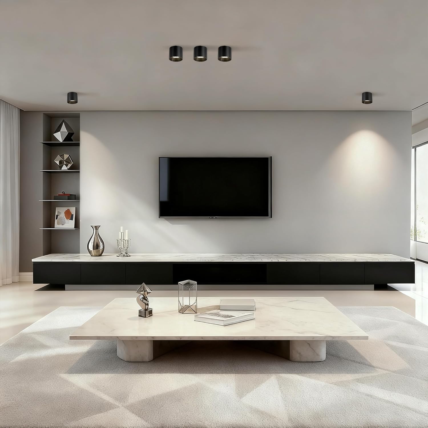 Hallway Light Flush Mount Ceiling Light Fixtures for Closet, Dimmable LED 20W 4000K Close to Ceiling Lights, Black Cylinder Ceiling Lamps for Kitchen, Living Room, 4.7'', 3 Pack