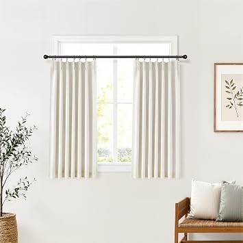Jowels Natural Pinch Pleated Linen Blackout Curtains 40 Inch long 2 Panels