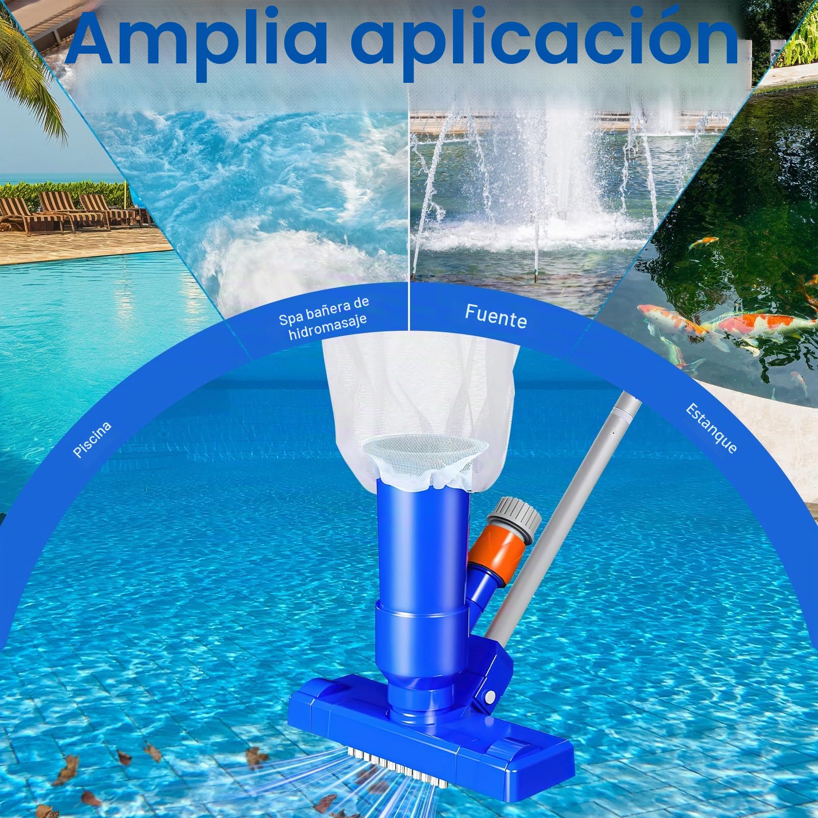 Kit Limpiador de Piscinas Manual, Aspiradora de Fondo de Piscina Portátil, Piscina Limpieza, Limpiador de Piscinas Limpiadores para Piscinas, Fuentes, Bañeras