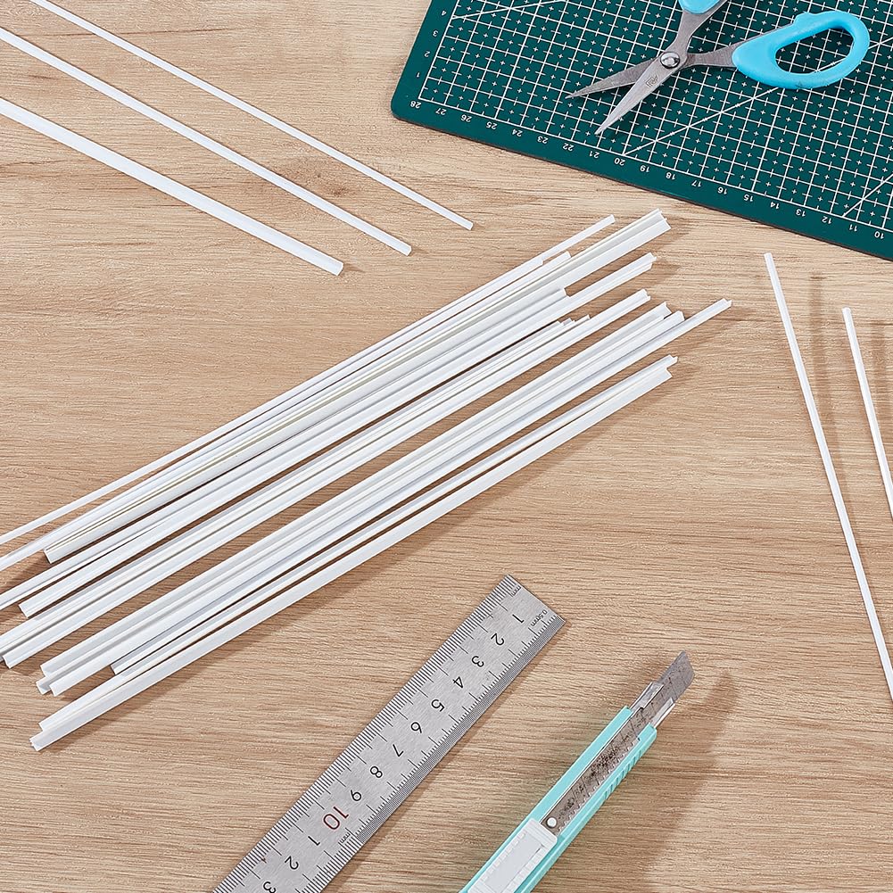 AHANDMAKER 30Pcs 3 Sizes ABS Plastic L Shape Bars Right Angle Bars, 250mm Long 2.5mm 4.5mm 5.5mm Wide Styrene White Rods for DIY Building Architectural Model Making
