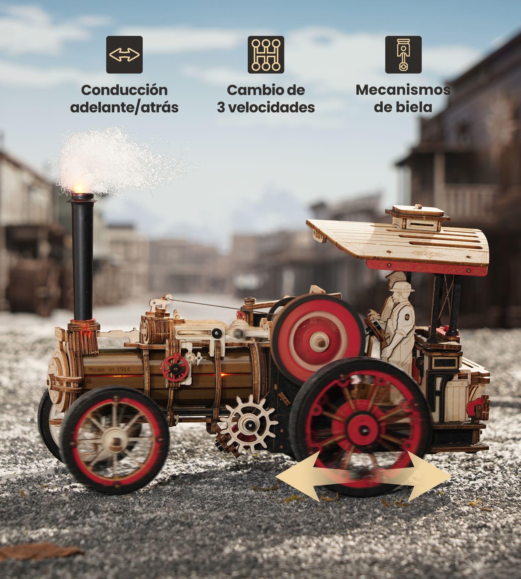 ROKR Puzzle 3D Madera Motor de Vapor-Kits de Construcción de Maquetas Madera para Adultos-Idea de Regalo única para Hombres(Steam Engine)