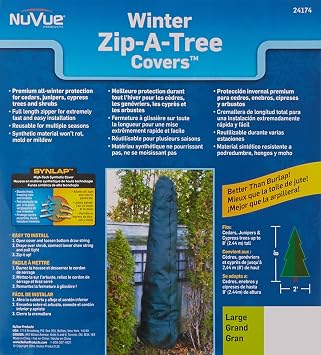 منتجات NuVue 24174 غطاء شجرة شتوي بسحاب لأشجار الأرز والعرعر والسرو، غطاء شجرة بسحاب للحماية من التجمد والطقس الشتوي القاسي، 8 x 2، أخضر
